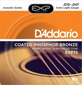 Струны для акустической гитары Extra Light 10-47 D`Addario EXP15 COATED PHOSPHOR BRONZE
