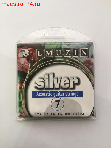 7A222 Silver Комплект струн для 7-струнной акустической гитары, 12-51, EMUZIN