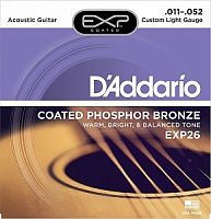 Струны для акустической гитары Custom Light 11-52 D`Addario EXP26 COATED PHOSPHOR BRONZE