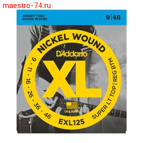 Струны D`Addario EXL125 Nickel Wound, Super Light Top/ Regular Bottom, 9-46