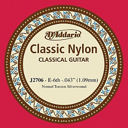 Струна №6 J2706 Classical D'Addario для классической гитары, нейлон, норм. натяжение в музыкальном интернет-магазине Маэстро. Цена 350 руб.