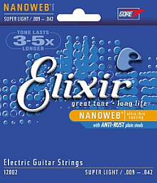 Струны для электрогитары Nanoweb Elixir 12002, 9-42 Super Light в музыкальном интернет-магазине Маэстро. Цена 1 220 руб.