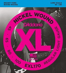 Струны для бас-гитары D`Addario EXL170 XL NICKEL WOUND Long Regular Light в музыкальном интернет-магазине Маэстро. Цена 2 600 руб.