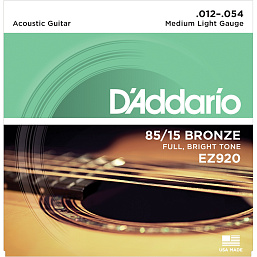 Струны для акустической гитары D`Addario EZ920 в музыкальном интернет-магазине Маэстро. Цена 800 руб.
