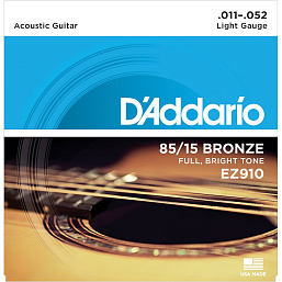 Струны для акустической гитары D`Addario EZ910 в музыкальном интернет-магазине Маэстро. Цена 800 руб.