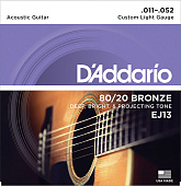 Струны для акустической гитары бронза Custom Light 11-52 D`Addario EJ13 BRONZE 80/20 в музыкальном интернет-магазине Маэстро. Цена 800 руб.
