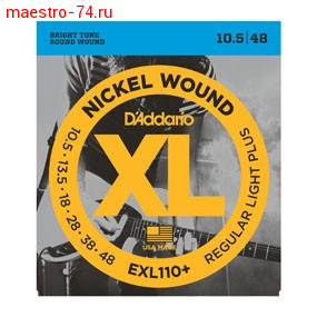 Струны D`Addario EXL110+ Nickel Wound, Regular Light Plus, 10.5-48