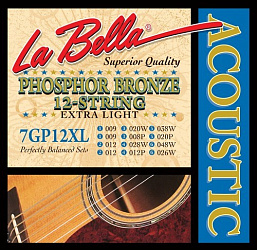 Струны для 12-струнной гитары 9-48 La Bella 7GP12XL в музыкальном интернет-магазине Маэстро. Цена 1 200 руб.
