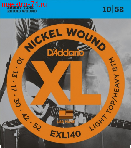 Струны D`Addario EXL140 Nickel Wound, Light Top/Heavy BTM, 10-52