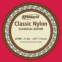 Струна №4 J2704 Classical  D'Addario для классической гитары, нейлон, норм. натяжение в музыкальном интернет-магазине Маэстро. Цена 350 руб.