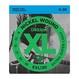 Струны D`Addario EXL130 Nickel Wound, Extra-Super Light, 8-38 в музыкальном интернет-магазине Маэстро. Цена 950 руб.