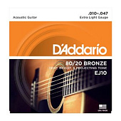 Струны D`Addario EJ10 Bronze Acoustic Guitar Strings, Extra Light, 10-47 в музыкальном интернет-магазине Маэстро. Цена 800 руб.