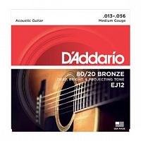Струны D`Addario EJ12 8012 Bronze Acoustic Guitar Strings, Medium, 13-56
