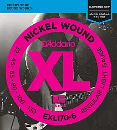 Комплект струн для 6-струнной бас-гитары, Light, 32-130, Long Scale, D'Addario EXL170-6 Nickel Wound в музыкальном интернет-магазине Маэстро. Цена 4 000 руб.