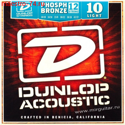 Комплект струн Dunlop DAP1047J фосф.бронза, Light, 10-47, для 12-струнной акустической гитары