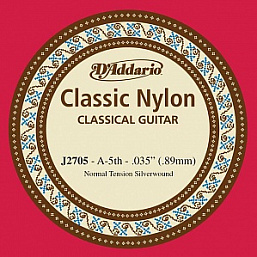 Струна №5 J2705 Classical  D'Addario для классической гитары, нейлон, норм. натяжение в музыкальном интернет-магазине Маэстро. Цена 350 руб.