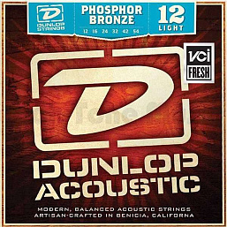 Комплект струн Dunlop DAP1254 фосф.бронза, Light, 12-54, для акустической гитары в музыкальном интернет-магазине Маэстро. Цена 1 050 руб.