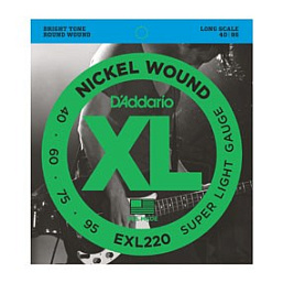 Струны D`Addario EXL220 Nickel Wound Bass, Super Light, 40-95, Long Scale в музыкальном интернет-магазине Маэстро. Цена 3 600 руб.