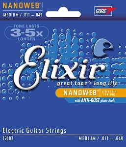 Струны для электрогитары Nanoweb Elixir 12102, 11-49